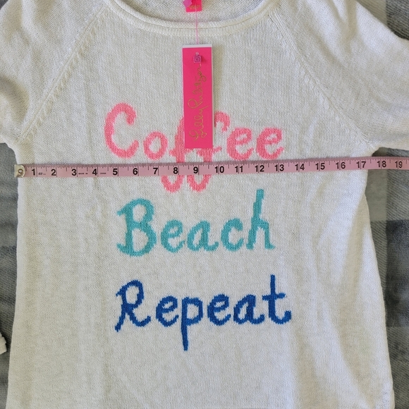 NWT Lilly Pulitzer Danette Sweater White Coffee Beach Repeat Lightweight Knit S - Picture 10 of 11